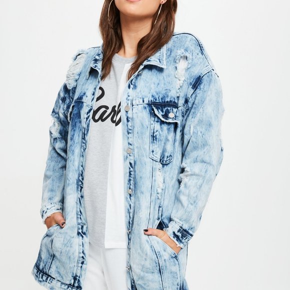 Missguided Barbie Oversized Acid Wash Denim Jacket - Picture 3 of 8